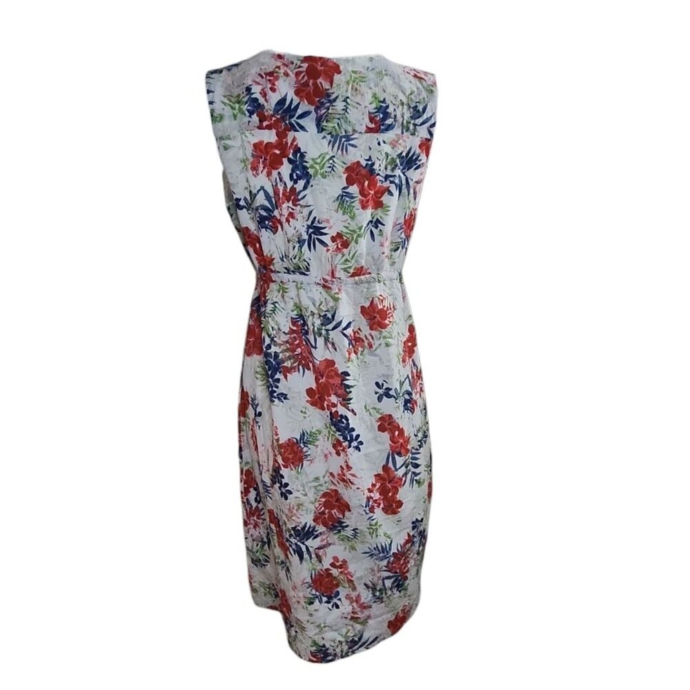Eddie Bauer Dress Womens Size 8‎ Red White Blue Floral Lightweight 100% Cotton - Picture 3 of 7